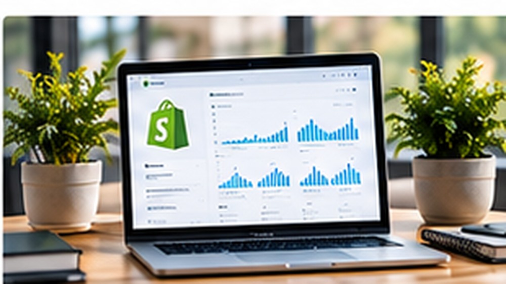 AI-illustration med detaljer om Shopify webshop – professionel opsætning
